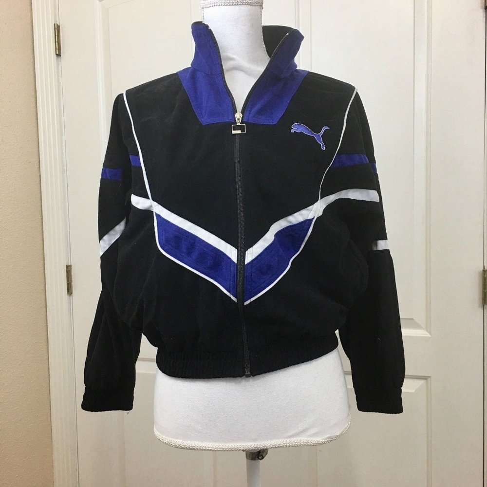 Puma Track Women Jacket Small Velour Vintage